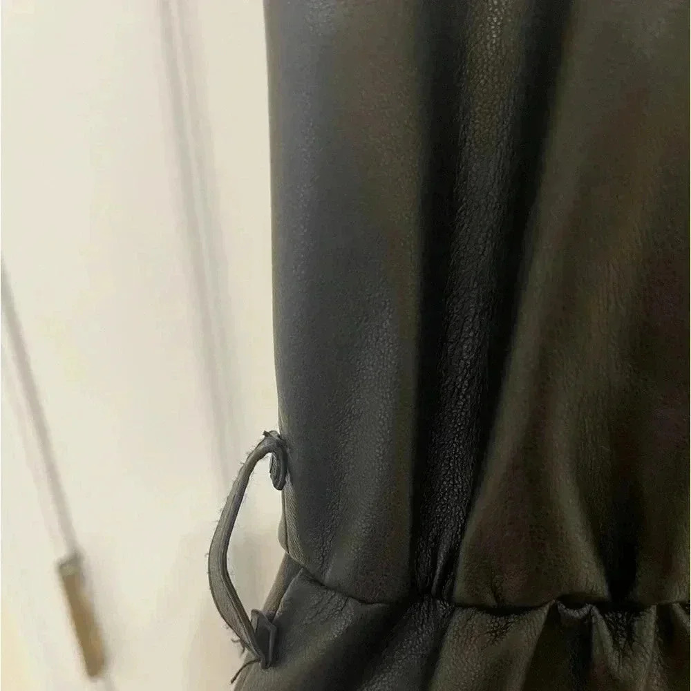 ZARA Faux Leather Cropped Girls Sleeveless Jumpsuit Sz 11/12 Buttery Soft - Picture 10 of 16